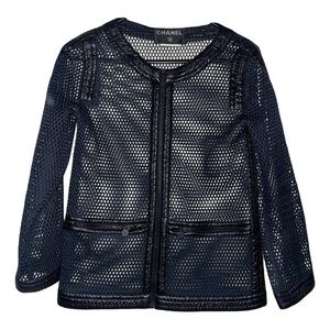 Chanel Navy Mesh Zip Jacket